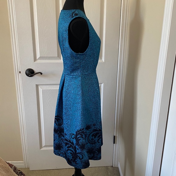 Teal & Black Paisley Print Fit & Flare Dress - Picture 4 of 13